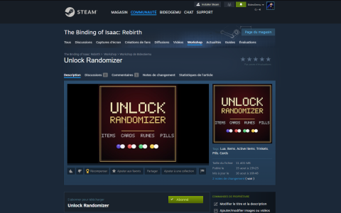 Capture de Unlock Randomizer, mod pour Isaac